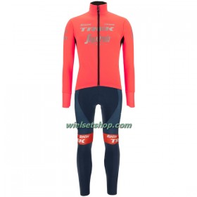 Fietskleding (Fietsshirt Lange Mouw + Lange Koersbroek) 2022 Trek-Segafredo - Roze